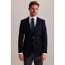 Ysf Erkek Lacivert Regular Fit Yünlü Blazer Ceket 001