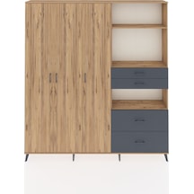 Arges Dolap 12 Raflı 4 Çekmeceli Tek Askılı 220x30x243 Çam-çam/antrasit Atlas Çam/antrasıt