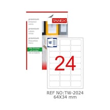 Bilgisayar Etiketi Tw-2024 64x34 Mm 100 Lü Lazer Etiket 1 Paket Tanex Davetiye Kargo Koli Kutu Etiketi