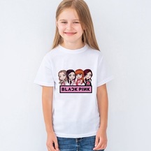 Blackpink Baskılı Unisex Çocuk Tişört T-Shirt Mr-15 Beyaz