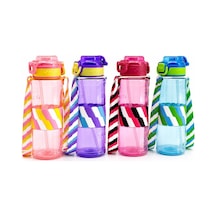 Yakut-14014 Spor Matara 800ml Suluk Renkli Desenli Plastik Pipetli Boyun Asmalı Diğer