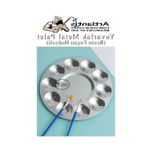 17 Cm Metal Boyama Paleti, 10 Hazneli, Fırça Hediyeli