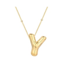 925 Ayar Gümüş Gold Balon "y" Harfi Kolye Renkli