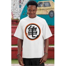 Son Goku Dragon Ball Anime Karakteri Ön Baskılı Unisex Oversize T Beyaz