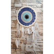 Düş Kapanı Makrome Dreamcatcher Nazar Boncuk Kuş Tüyü Rüya Kapanı Duvar Süsü Elişi