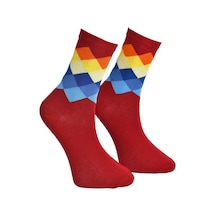 Unisex Renkli Kare Çorap Kırmızı - LKSÇRP17 Kırmızı