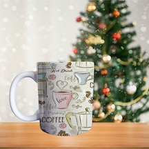 Kahve Porselen Kupa 582 Beyaz