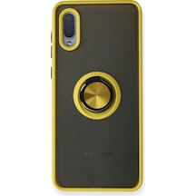 Samsung Galaxy Uyumlu - A02 Kılıf Montreal Yüzüklü Silikon Kapak - Sarı Çok Renkli