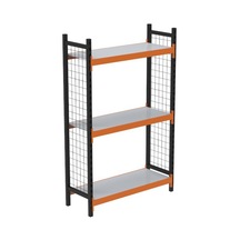 3 Katlı Duble Dekoratif Midi Rack - Ekonomik Depo,arşiv, Kiler Rafı Siyah-turuncu-46x180 Cm-100 Cm Çok Renkli