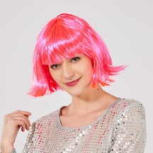 Şeker - 890 - Pembe Renk Parti Peruğu - Edntrend - Küt Saç