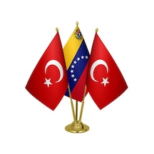 Masa Üstü venezuella Bayrağı Türk Bayrağı Üçlü Pirinç Direk Masa