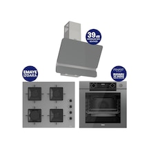 Ferre Steamart-Fryart-Silentart Serisi Gri Set QEP64CPR+SS208+D082-SA Emaye Izgara