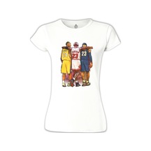 Basketball - Jordan & James & Bryant Beyaz Kadın Tshirt 001