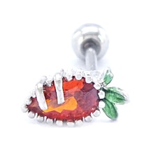 Ferizz 316l Çelik Zirkon Taşlı Havuç Şekilli Piercing Prc-174 Gümüş