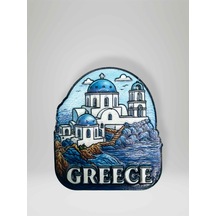 Greece Yunanistan Temalı Kabartmalı Polyester Magnet Buzdolabı Süsü 6 Cm X 7 Cm Kod:1080