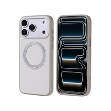 Apple iPhone Uyumlu 17 Pro Max Kılıf 360 Derece Döner Standlı Magsafe Kamera Yükseltili Silikon Pazarplus Gri