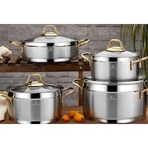 Anna Gold 8 Parça Çelik Tencere Seti