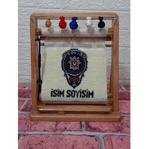 100tel Polis İsim Motifli El Dokuması Hediyelik Minyatür Halı Çok Renkli