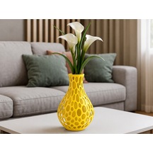 3d Baskı Petek Dokulu Vazo - Delikli Dekoratif Vazo-sarı Diğer