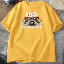 Flood Of Style Ibs Ben Shittin Rakun T Erkekler Karın Ağrısı Survivor T-shirt Erkek Kısa Kollu T-shir Sarı