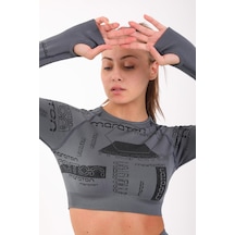 Maraton Active Slimfit Kadın Bisiklet Yaka Uzun Kol Koşu Antrasit Crop Top 816025 Antrasit Maraton Active Slimfit Kadın Bisiklet Yaka Uzun Kol Koşu Antrasit Crop Top 816025 Antrasit