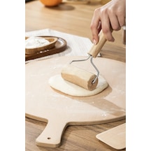 Ahşap Saplı Rulo Merdane, Oklava, Ahşap Spatula, Pürüzsüz Oklava Pizza Börek Açma Ahşap