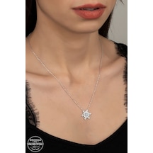 Union Swarovski Zirconia Kadın Kar Tanesi Gümüş Kolye (550095127)