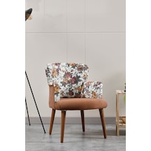 Colormix Kahverengi Çiçekli Tekli Berjer Koltuk