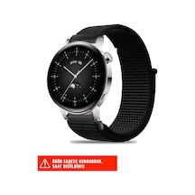 Huawei Watch Gt/gt2/gt3 Elegant 42mm İle Uyumlu Hasır Örgü Spor Naylon Kordon, Siyah, 20mm
