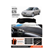 Mazda 626 Airbagsiz 1998-2000 Uyumlu Torpido Örtüsü, Torpido Kılıfı - Siyah-bej - Ma010