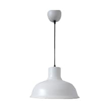 Rys Retro Metal Beyaz İçi Beyaz Dekoratif Kafe Mutfak Tekli Sarkıt Avize Çap:30 Cm