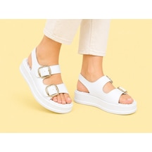 Trendyshose 06474 Rahat Anatomic Toka Ayarlanabilir Garantılı Kadın Sandalet Beyaz