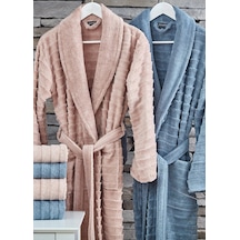 Dantela Larin Air Soft Pamuk 6 Parça Bornoz Seti Pudra/mavi Pudra - Mavi