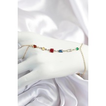 Pirinç Renkli Zirkon Taşlı Y Model Gold Renk Kadın Şahmeran - Tj-sn684 Çok Renkli