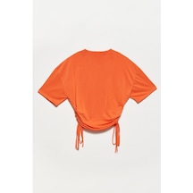 DİLVİN Yan bağcıklı tshirt-TURUNCU Turuncu