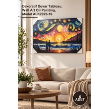 5 Adet Yağlı Boya Pano Duvara Asmalı 90x60 Cm Dekoratif Duvar Tablosu, Wall Art Oil Painting, Model Alk2925-16