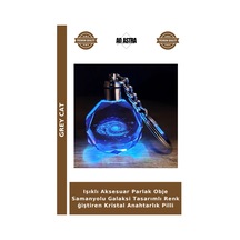 Işıklı Aksesuar Parlak Obje Samanyolu Galaksi Tasarımlı Renk Ğiştiren Kristal Anahtarlık Pilli