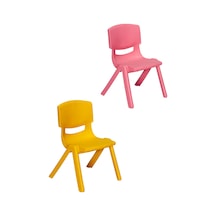 2 Adet Kreş Anaokulu Çocuk Sandalyesi Sert Plastik- Pembe/sarı