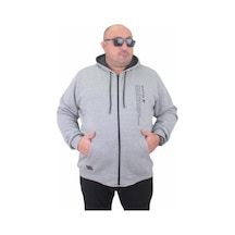 Starbattal Fermuarlı Kapuşonlu Büyük Beden Sweat Adventure 23220 Grı Melanj-Grı Melanj