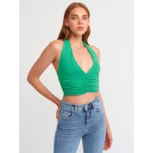Dilvin 20154 Büzgü Detaylı Crop Top