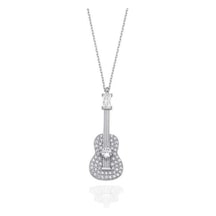 Brezza Lusso Jewelry 925 Ayar Gümüş Baget Taşlı Gitar Kadın Kolye 42 CM