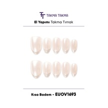 Euov1695 Kısa Badem 10'lu Tekrar Kullanılabilir El Yapımı Protez Takma Tırnak L
