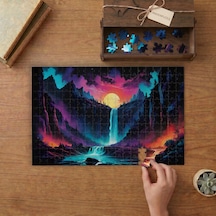 Işıklı Gece - Şelale Tasarımı 240 Parça Ahşap Puzzle Ahşap Kutuda Mpy50204