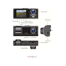 Araç İçi Kamera Ön Arka Ve İç Kayıt 3 Kamera Gece Görüşlü G Sensör Geniş Açı 1080p Dash Cam Full Hd