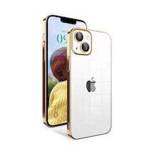 Zore İphone 14 Uyumlu Kamera Korumalı Renkli Çerçeveli Nvth Garaj Kılıf-gold
