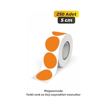Yuvarlak Kesim Ambalaj Etiketi - Turuncu Renk - 5cm - 250 Adet