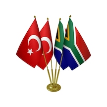 Masa Üstü Güney Afrika Bayrağı Türk Bayrağı Dörtlü Pirinç Direk M