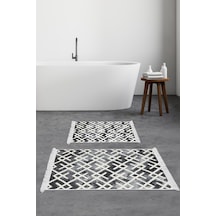 Dekoreko Kaymaz Taban Djt 2 Li Banyo Paspas Takımı Trend Saçaklı Iskandinav S5039 gri