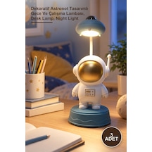 3 Adet Astronot Masa Lambası Dekoratif Astronot Tasarımlı Gece Ve Çalışma Lambası, Desk Lamp, Night Light Sarı