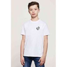 Heartagram Baskılı Unisex Çocuk Beyaz T-Shirt